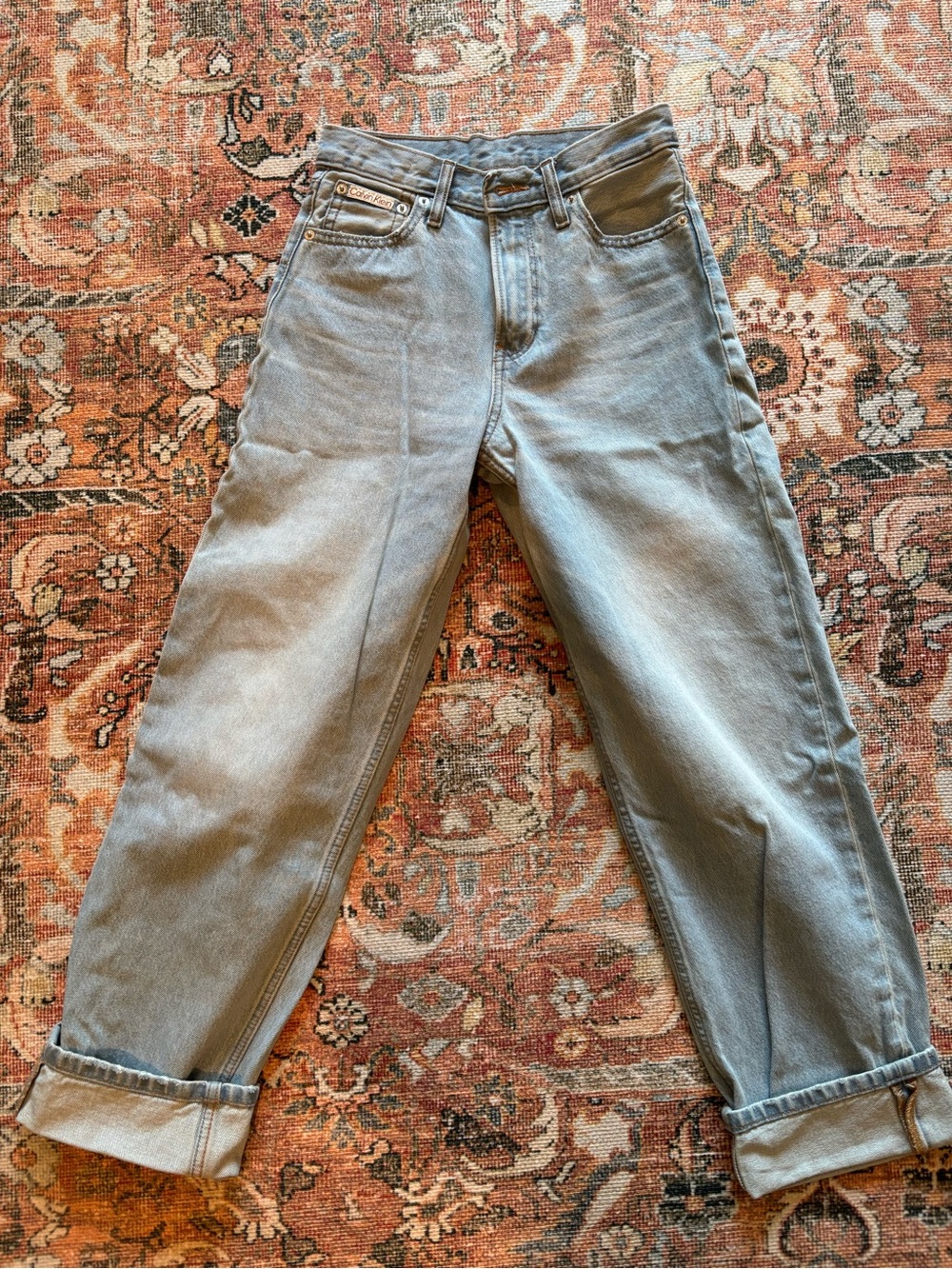 Calvin Klein Women's Straight Leg Jeans in Light Gray